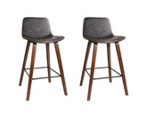 Set of 2 PU Leather Bar Stools - Walnut